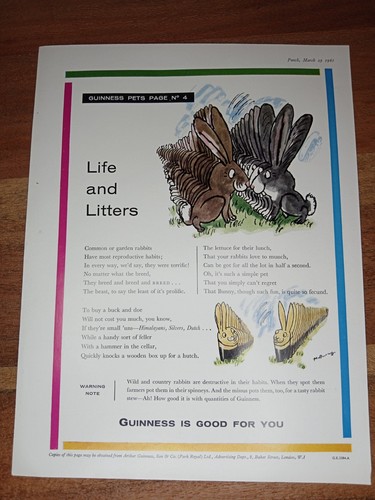 Guinness original 1961 print - guinness,