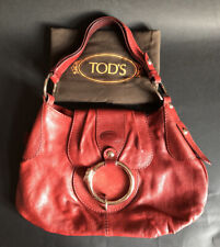 Tods Red Leather Handbag Inc Dust Bag & Spare Rivet, Minor Scuffs/Marks Designer