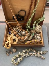 Vintage Brass Inlaid Jewellery Box Contents Vintage Jewellery Destash Bulk Lot