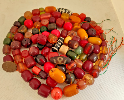 Amber beads vintage - beads,