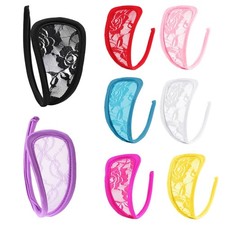 Womens Floral Lace C String Underwear Invisible Sexy Lingerie Solid Hollow Thong