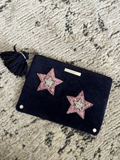 Womens Navy Star Dune Clutch
