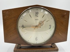 Vintage Smiths 1950s / 60s Mantel Clock Wood & Copper Birbeck Works With Issue