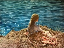 LARGE ORIGINAL OXER Memories beautiful country life woman brighton OIL PAINTING