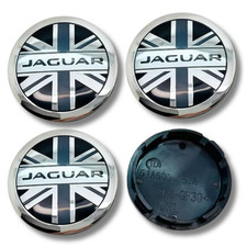 For Jaguar Alloy Wheel Centre Cap Hub x4 56mm Many Models Union Jack Flag Grey