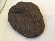 Authentic Yorkshire Tweed woven flat cap brown Medium size