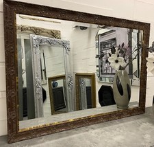 Large walnut gold mirror - large,