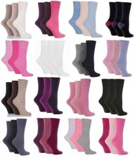 Ladies Plain Gentle Grip Cotton Socks, Various Colours, Honey Comb Top Size 4-8