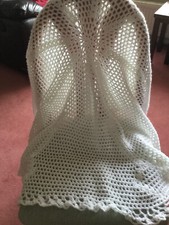 New handmade babies round crocheted shawl in white d.k yarn Size is 46" circ.