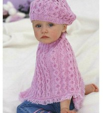 baby  / child   knitting pattern poncho and hat 16 to 26 in chest dk yarn