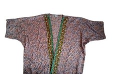 Silk Blend Paisley Print Open Kimono Style Top Free Size