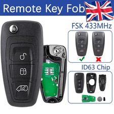 For Ford Transit Custom Van 3 Button Flip Remote Key Fob ID63 433Mhz 2012 - 2016