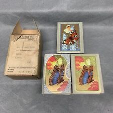 NOS Vintage British Waddingtons Butterfly Playing Cards Unopened Gold Edge Linen
