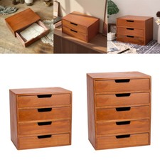 Vintage Wooden Storage Box Drawer Jewelry File Organizer Home Office Decoration