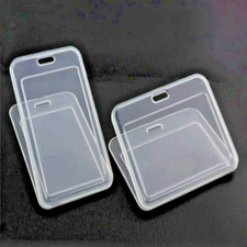 ID Card Visitor Pass Holder Double-Sided Clear School Student Work Office Lot UK