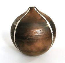 Katharina Klug Studio Pottery Porcelain Sphere Vase Bronze Glaze
