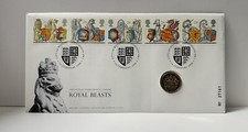 1998 Royal Arms Beasts £1 Coin Cover BUNC Brilliant Uncirculated 