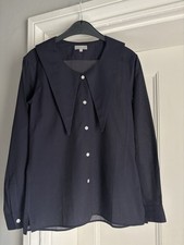 Margaret Howell Women’s Blue Sailor Collar Shirt 100% Cotton Size UK 6