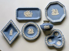 Vintage Blue Wedgewood  five items plus table top lighter