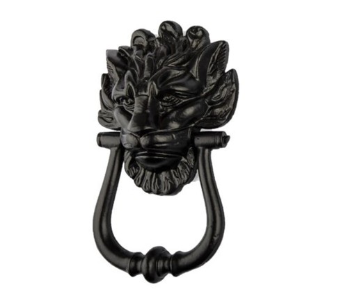 Lion head black door - black, knocker