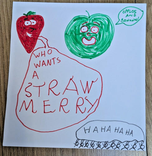 Original quirky fruit cartoon - original,