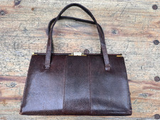 Lightstone Hubbard - Swallow; brown lizard skin; vintage handbag 1950s