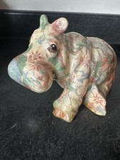 Global Studios Ceramic Floral Decoupage Hippopotamus Figure