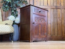 Vintage Oak Small Sideboard By Jaycee  Tudor Style Carved Oak Cupboard