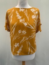 Blouse Newlook size 6 mustard floral short sleeves cotton blend womens