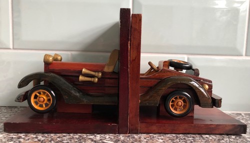 Pair vintage car wooden - pair,