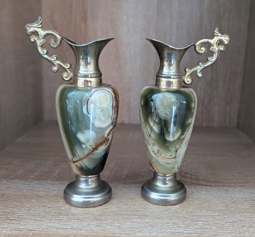 Pair decorative green - pair, glass