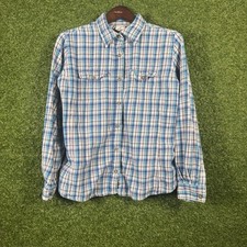 Carhartt Shirt Womens Medium Button Up Flannel Long Sleeve Blue Plaid