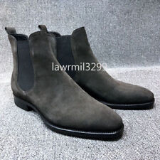 MENS SUEDE CHELSEA BOOTS DEALER ANKLE SMART FORMAL BROGUE SLIP ON WORK SHOES