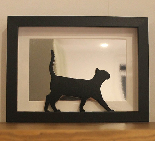 Silver mirror black cat - silver,