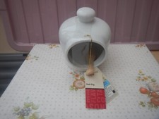 MARKS & SPENCERS OLDER STOCK WHITE CERAMIC SALT PIG WITH SCOOP NEW