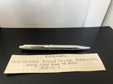 Cross Stratford Polished Chrome Ballpoint Pen with Newly Fitted Refill