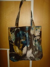 IN  GREEN  BROWN TEAL BLUE  VELVET  FABRIC 14.5" SHOPPER  Tote   bag MAGNETIC