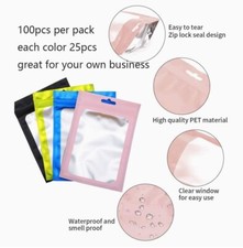 Resealable Mylar Ziplock Bags, 100 Pieces 4 Colours , small size 6×9cm