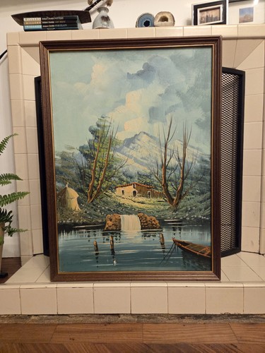 Serene mountain landscape - serene, oil