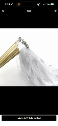 White ribbon wedding wands - ribbon,