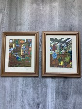 2..Framed + Signed +Titled Lithograph Art “Busy Cook”+”Cosy Corner” By Penny Cox