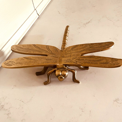 Dragonfly sculpture brass - sculpture,