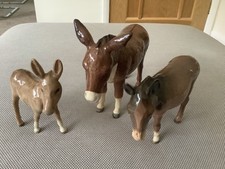 Beswick family of three delightful donkeys, all in excellent condition. Unboxed