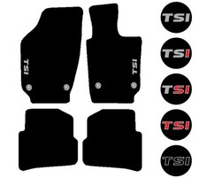 Fits VW Polo 5 2009-2018 Black Tailored Car Mats TSI Badge / Motif / Embroidery