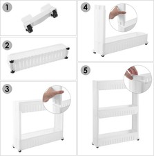 3 Tier Slim Slide Out Kitchen Bathroom Thin Storage Trolley Cart Rack Holder New