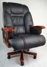Luxury Heavy Duty Large Black Genuine Leather Executive Office