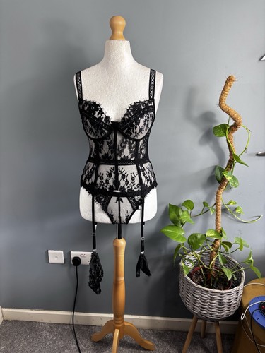 Avidlove black lace corset - black,