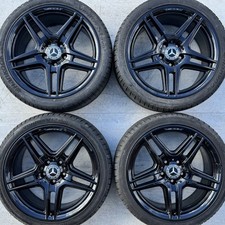 4 Genuine Mercedes C-Class 18" BLACK Alloy Wheels 225 255 Tyres Staggered w204