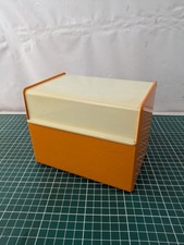 Velos Orange 64 Index Card Holder With Some Index Cards 1960’s/70’s Rare