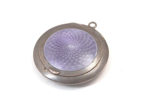 Antique silver enamel compact - silver,